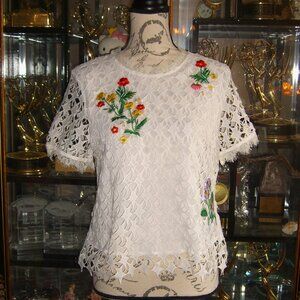 NWT ASOS LIQUORISH STAR-SHAPED LACE FLORAL EMBROIDERED TOP UK10/38